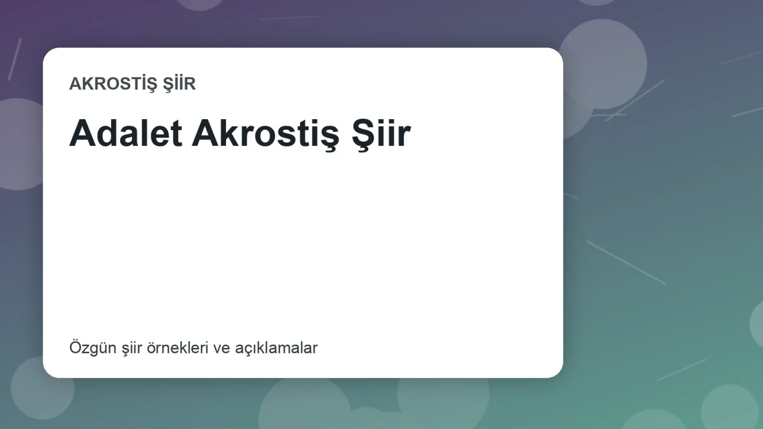 Adalet Akrostiş Şiir
