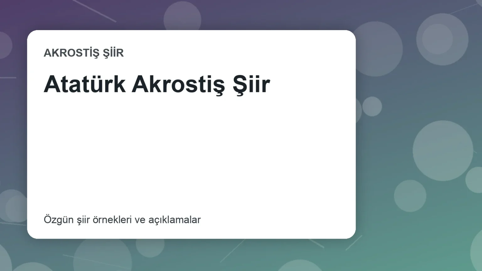 Atatürk Akrostiş Şiir