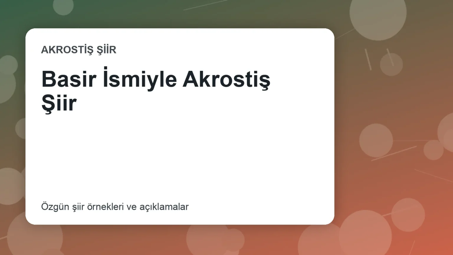 Basir İsmiyle Akrostiş Şiir