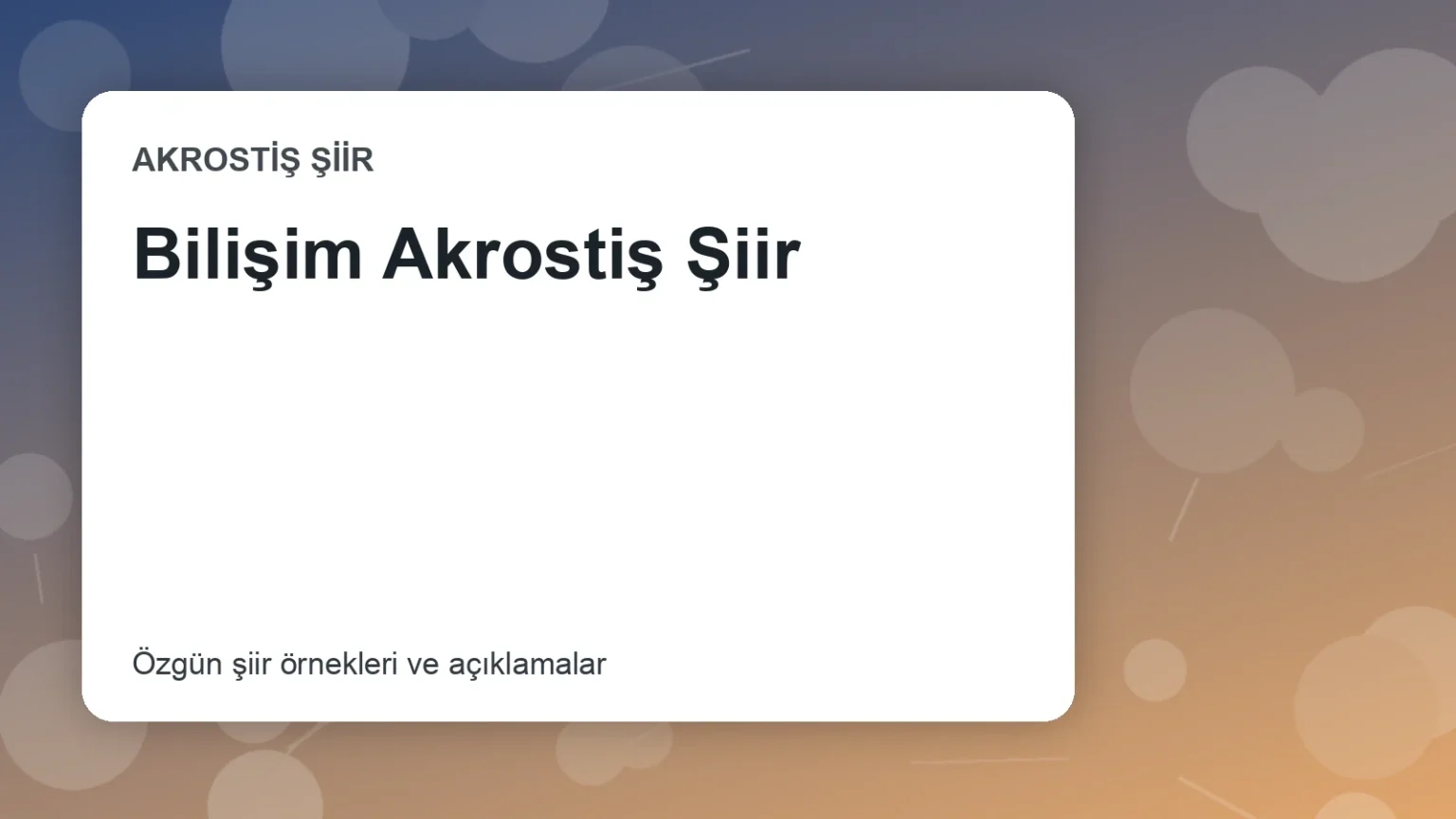 Bilişim Akrostiş Şiir