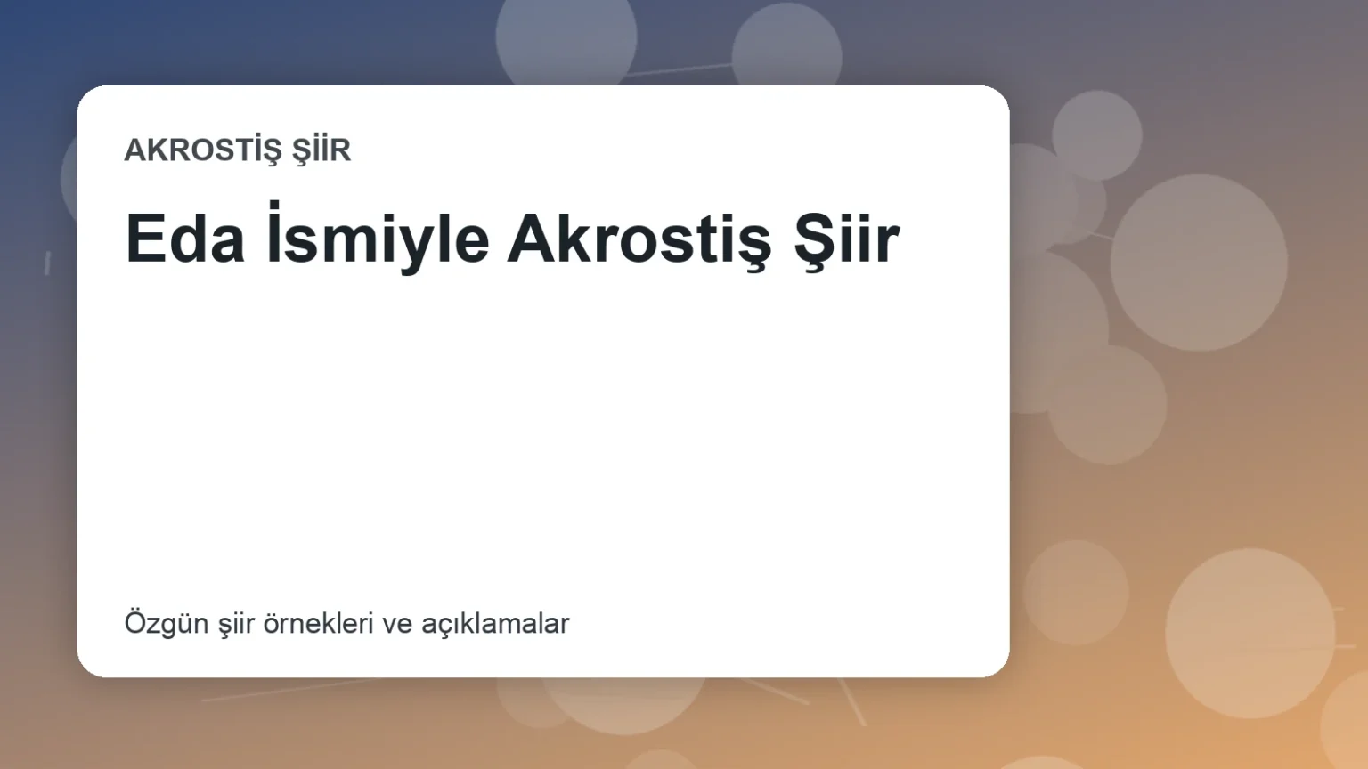 Eda İsmiyle Akrostiş Şiir