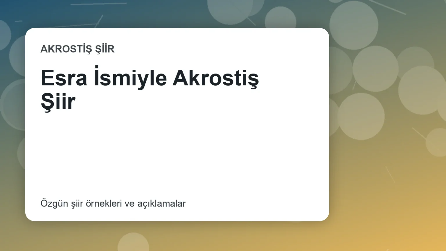 Esra İsmiyle Akrostiş Şiir