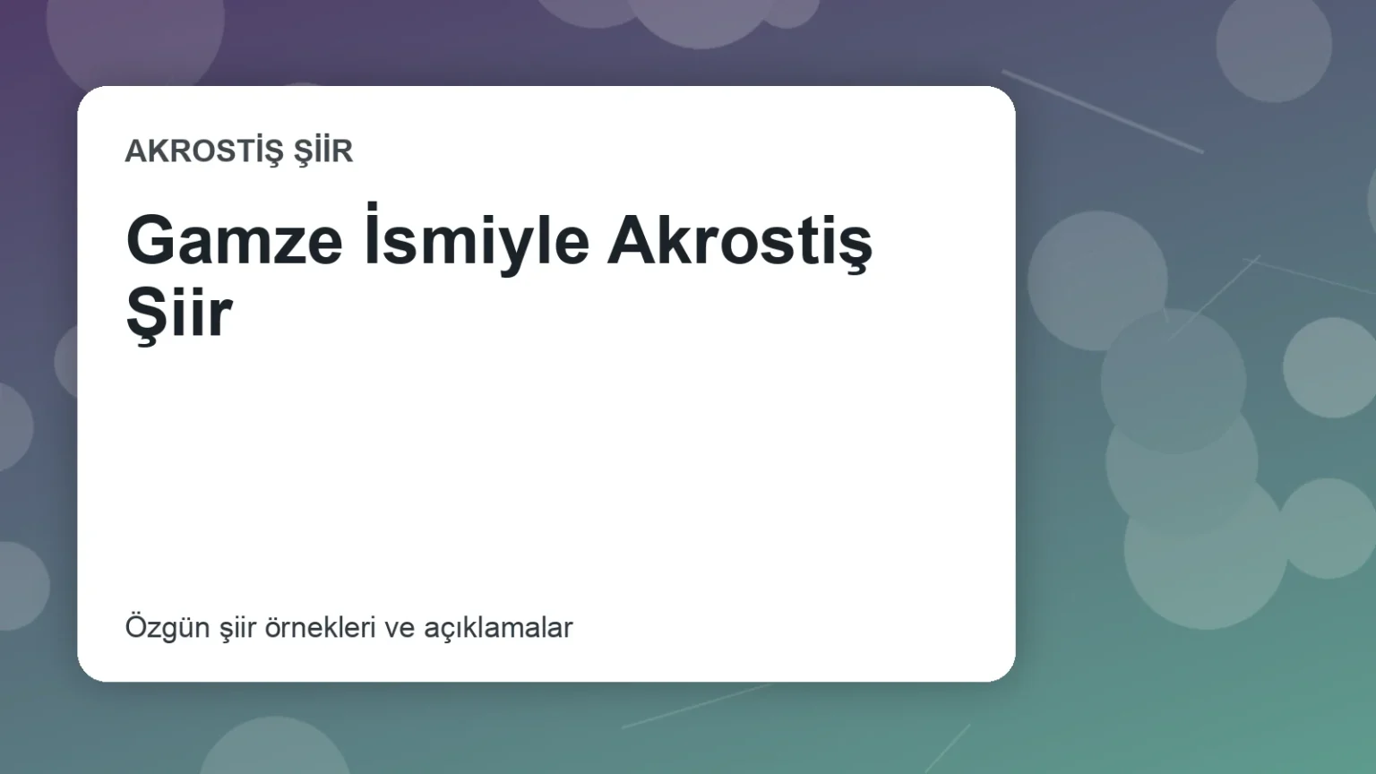 Gamze İsmiyle Akrostiş Şiir