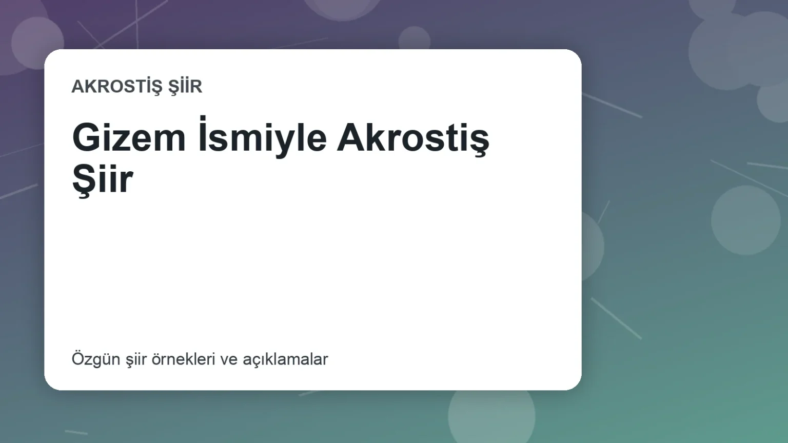 Gizem İsmiyle Akrostiş Şiir